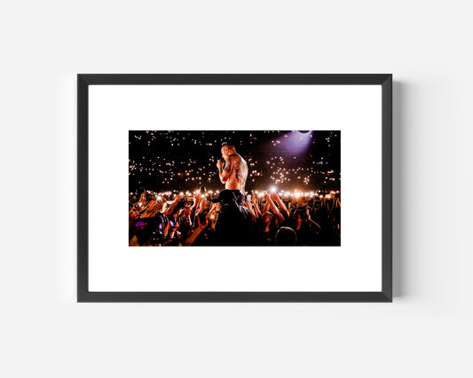 CHESTER BENNINGTON FRAMED MUSIC PRINT A3